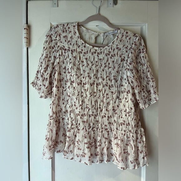 Frame Floral Pleated Blouse S - Picture 2 of 10